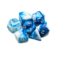Kustom Pabrik Set dadu DND polihedral & biru akrilik putih 16mm grosir MOQ OEM 100 buah