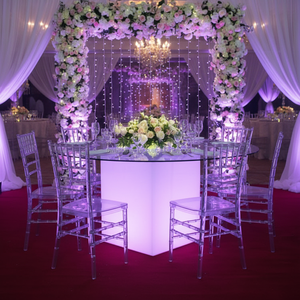 Glow Furniture <span class=keywords><strong>Grande</strong></span> <span class=keywords><strong>table</strong></span> de <span class=keywords><strong>salle</strong></span> <span class=keywords><strong>à</strong></span> <span class=keywords><strong>manger</strong></span> rectangulaire lumineuse <span class=keywords><strong>à</strong></span> DEL Wedddin - Product Image 1