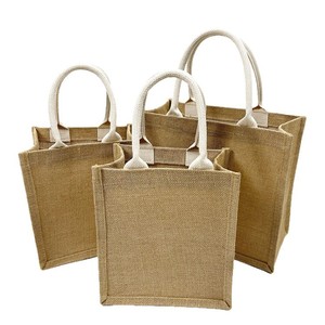 BA01 Custom Linen Jute Hand Gift Portable Shopping Bag Stock Linen Packaging Bag Promotional Tote Bag