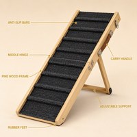 Rampe pliable pour animaux de compagnie, escalier combiné, barres antidérapantes, bois de pin massif, poignée de transport facile, support stable, convient aux chiens et aux chats, pour la maison