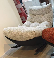 Fauteuil d'appoint moderne en tissu rembourré avec pieds en bois massif, pivotant et inclinable, pour salon, salle à manger, meubles de loisirs faits à la main pour la maison