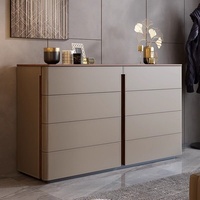 Meuble TV moderne en bois massif avec 5+ tiroirs, rangement de bout de lit en cuir pleine fleur, pour chambre à coucher, usage domestique, garantie 5 ans