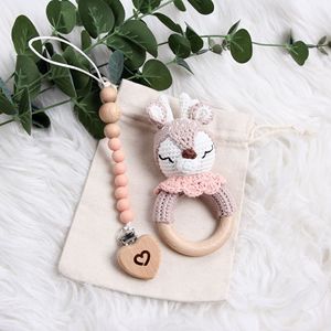 Sonajero de Animales de Peluche Tejido a Mano de Alta Calidad para Bebés, Juguete de Dentición en Forma de Anillo, Regalo para Recién <span class=keywords><strong>Nacidos</strong></span>, Forro de Malla, 20 cm - Product Image 2