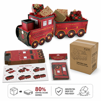 Grands supports cadeaux 3D en forme de train festifs de 74 cm, boîte cadeau robuste en carton pour vitrine de magasin, décoration de Noël