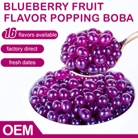2025 OEM Myrtille Raisin Lychee Aromatisé Sans Sucre Gelée Boba Petit Bubble Pop Thé avec Perles Emballé dans Une Boîte Sac Bouteille