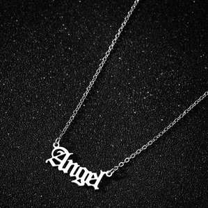 In Acciaio Inox personalizzata Su Ordinazione Targhetta Collana Gothic Placcato Oro di Angelo Del Bambino Della Ragazza Della Lettera Del Pendente Della Collana Per Le <span class=keywords><strong>Donne</strong></span> - Product Image 5