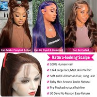 Perruques Lace Front en Cheveux Humains Brun Chocolat, Densité 180, Lisses, Pré-Pluckées, Cheveux Naturels 4 #   Perruque brune