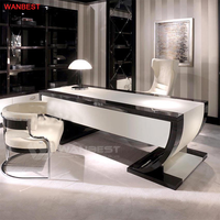 Meilleures ventes, design européen, ensemble de meubles de bureau à domicile blanc et noir, chaise de bureau, table de bureau royale, exécutive