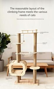 Tempat Tidur & Pohon Panjat Kucing Modern dalam Satu Unit, Kayu Solid & Tali <span class=keywords><strong>Sisal</strong></span>, 4 Tingkat, Kemasan Karton, Untuk Penggunaan Rumah Tangga - Product Image 6