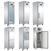 Réfrigérateur vertical à 2 portes, congélateur côte à côte, en acier inoxydable, à refroidissement par air, pour cuisine, réfrigérateur commercial vertical