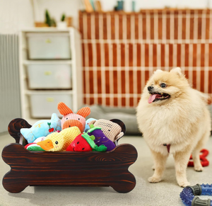 Contenitore per Giocattoli per Cani a Forma di Osso FSC, Cesto Portaoggetti per Cuccioli, Organizzatore per Guinzagli e Cibo, Scatola in Legno per Giocattoli per Animali Domestici per Camera da Letto e Soggiorno - Product Image 4