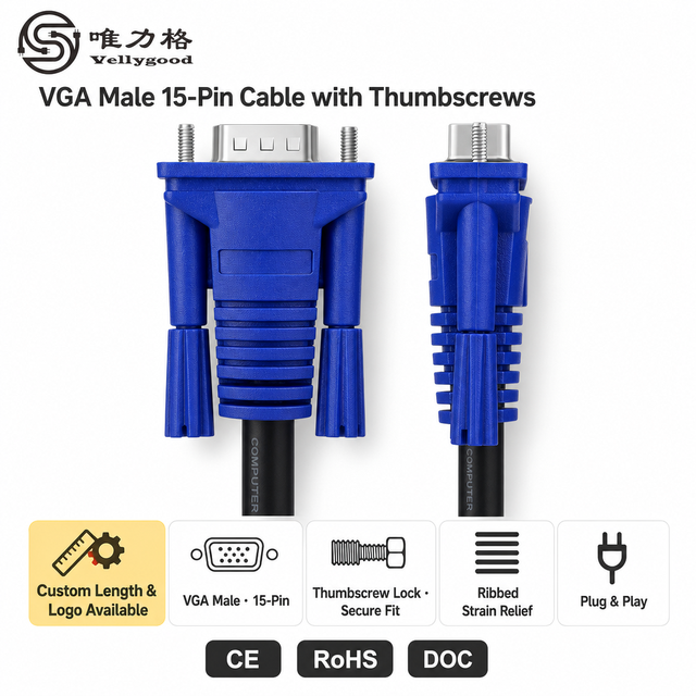 VGA Cable 1.5M for Male to Male 3+6 Computer Cable Monitor Cable VGA