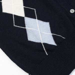 Cardigã de Tricô de Manga Longa com Padrão Geométrico em 2 Cores, Estilo Casual de Outono para Mulheres, Moda Preppy - Product Image 5