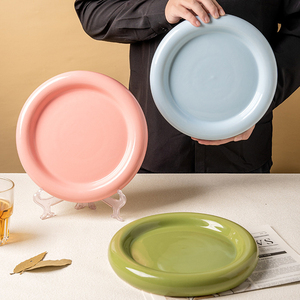 Platos <span class=keywords><strong>de</strong></span> Cerámica para Bodas, Color Rosa, Platos Redondos <span class=keywords><strong>de</strong></span> <span class=keywords><strong>Porcelana</strong></span> Verde para Servir la Cena, <span class=keywords><strong>Vajilla</strong></span> - Product Image 3