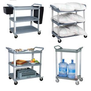 Carrito de Servicio de 3 Niveles de Plástico para Hotel, Restaurante y Catering, con Ruedas, Negro/Gris, Garantía de 3 Meses, Directo de Fábrica - Product Image 4