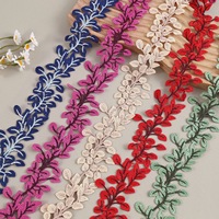 Nouvelle Arrivée RYL – Bordure en Dentelle Brodé Soluble dans l'Eau à Motif Feuille de 6 cm, Accessoire de Couture DIY pour Vêtements, Chapeaux, Bijoux et Décoration Artisanale