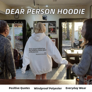 Autumn Front Logo Dear Person Me Funny Quotes Aesthetic เสื้อฮู้ดโพลีเอสเตอร์กันลม ทันสมัย ​​สุขภาพจิต จงมีน้ำใจ - Product Image 2
