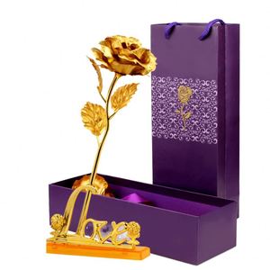 Roses en feuille d'or 24 carats 8,5 cm 11 couleurs Vente en gros Boîte de roses romantiques pour la Saint-Valentin pour femmes - Product Image 1
