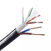 Super Offre Câble de Communication CAT6 UTP CCA Cuivre Extérieur Étanche 4 Paires de Paires Torsadées 305m Câble Réseau avec 2 Câbles DC