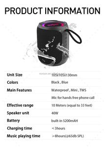 Altavoz Bluetooth Portátil de 40W con Resistencia al Agua IPX7, Luz LED RGB, 12 Horas de Reproducción, Sonido Estéreo TWS para Fiestas de <span class=keywords><strong>Karaoke</strong></span> al Aire Libre - Product Image 6