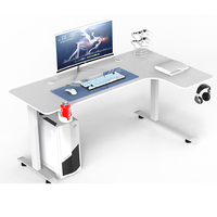 Bureau de jeu moderne en métal blanc en forme de L, direction gauche, pour joueur