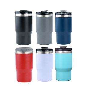 Porte-bouteille de bière isotherme à double paroi en acier inoxydable de 14 oz avec revêtement en poudre personnalisé, portable pour le camping, 2 couvercles - Product Image 2