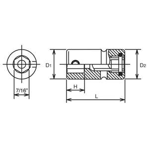 KOKEN - NV13134 Zócalo antivibración de 3/8 ''para 7/16'' Bit-EAN 4991644325856 TOMAS DE IMPACTO Y ACCESORIOS - Product Image 2