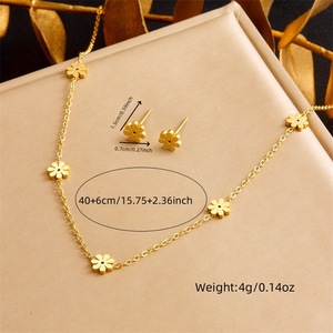 Daisy Flower Jewelry <b>Set</b> Gold Plated Stainless Steel Necklace <b>Bracelet</b> Earrings Women's Party Fashion <b>Set</b> - Product Image 4