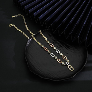 Collier en perles plaqué or 3 tons avec zircon, parure de bijoux fantaisie pour femme, motif papillon, cadeau idéal pour maman, usage quotidien - Product Image 5