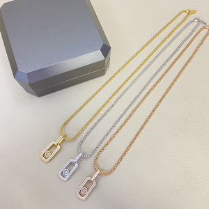 Collares de Plata de Ley 925 con Circonita para Mujer - Cadena de Eslabones Cuadrados Geométricos Chapados en Oro de Moda, Regalo para Compromiso, Boda, Fiesta - Product Image 6