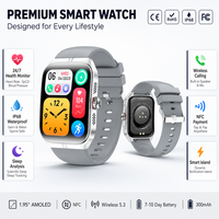 Montre connectée 5G pour hommes et femmes, mode, AMOLED 1.95 pouces carrée, NFC, suivi d'activité, tension artérielle, commande vocale, Smart Island, vente en gros