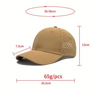 Gorra de béisbol de color liso para hombre, impermeable, de poliéster RPET, con malla perforada a láser y cierre strapback bordado, para comercio exterior. - Product Image 5