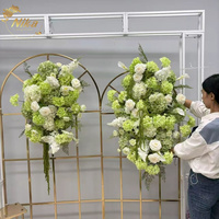NIKA Rangkaian Bunga Artifisial Pernikahan, Bunga Hydrangea Hijau, Mawar, Runner Bunga, Bola Bunga untuk Dekorasi Panggung Acara Pesta
