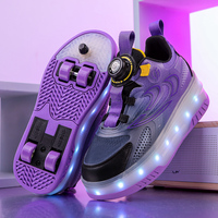 Chaussures de roller réglables pour enfants Xincen avec semelle extérieure en TPR et tige en Lycra, 4 roues, pour garçons et filles, pour la marche et le sport
