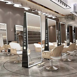 Z New Design Double Side <b>Large</b> Full Length Gold Styling <b>Floor</b> Hairdressing Barber Shop Furniture Makeup Led Beauty Salon <b>Mirror</b> - Product Image 3