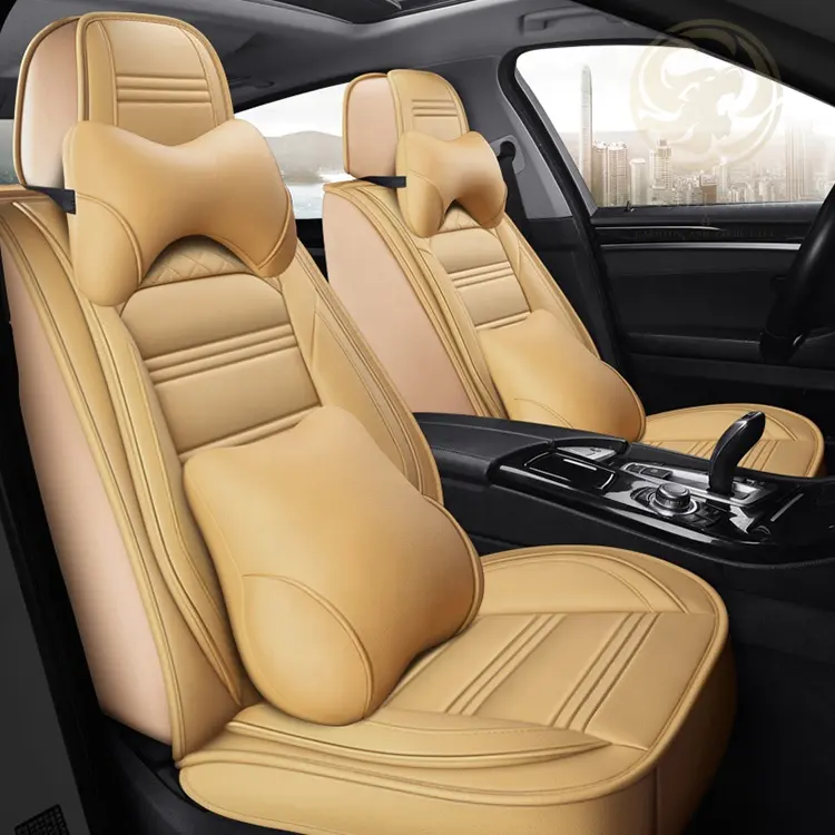 Deluxe Luxury Custom Car Seat Covers Full Set Waterproof PU PVC Leather Cushion for Front Seat Protection Red Color