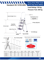 Jinmao LFD105TA Robuster, leichter, rutschfester, rostbeständiger Arbeits-Tritthocker mit breitem Laufflächenprofil – EN14183:2003 zertifiziert, 150 kg Tragkraft