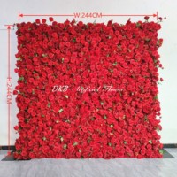 Mur de fleurs artificielles 3D personnalisé 8x8 en tissu blanc avec roses et gypsophile pour décoration de mariage, panneau enroulable