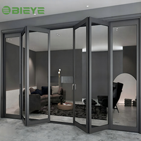 Puerta Plegable de Aluminio con Vidrio, Precio de Fábrica, Color Personalizable, Antipinzamiento, Puertas Corredizas Plegables para Casa