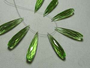 Gorgeous Grapes Green Quartz 4 <b>Matched</b> Pair <b>Long</b> Tear Drops 8x35mm Loose Gemstones for Jewelry Making India - Product Image 2