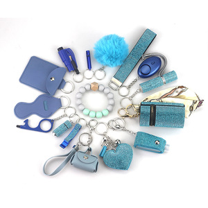 Set da 15 pezzi portachiavi con portachiavi lucente per autodifesa con sirena di sicurezza portachiavi per autodifesa da donna Dropshipping - Product Image 5