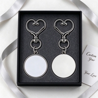 Porte-clés en métal en forme de cœur, pendentif rond vierge pour sublimation, breloque de sac à usage quotidien, en stock, livraison rapide, porte-clés personnalisé