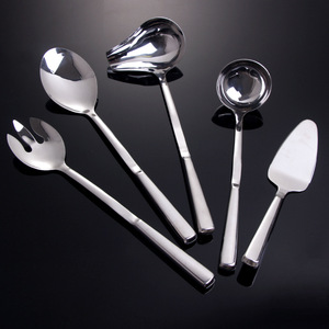 Lot de 5 couverts en acier inoxydable 304, comprenant cuillère, spatule <span class=keywords><strong>à</strong></span> gâteau et fourchette de service, pour restaurant - Vente chaude - Product Image 3