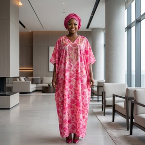 <span class=keywords><strong>Boubou</strong></span> <span class=keywords><strong>Femme</strong></span> Africain Kanga en Polyester Léger et Respirant, Écologique, Coupe Ample, Idéal Printemps, Été, Automne - Product Image 2