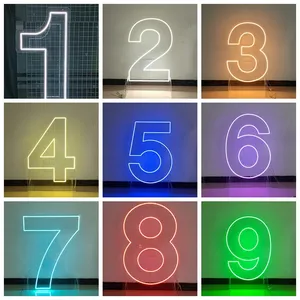 WinBo-Luz led grande con número de letra, luz acrílica de diseño libre, RGB, neón, señal de número para fiesta, 2 pies, 3 pies, 4 pies, 0-9 A-Z, Envío Gratis