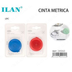 Ilan Cinta Metrica 1Pc Blu Rosso Nastro di Misurazione Automatico Retrattile con Bottone - Product Image 2