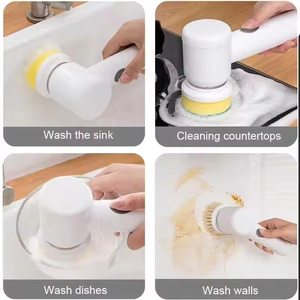 Depurador giratorio de cocina Usb 5 en 1, limpiador de mano, cepillo de limpieza de baño, cepillo de limpieza eléctrico para lavar platos, fregadero, azulejo de vidrio - Product Image 4