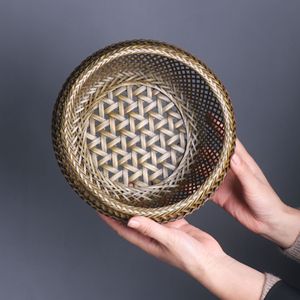 Handmade <b>Bamboo</b> Woven Storage Basket Round Kitchen Fruit Vegetable <b>Container</b> Natural Material Crafted For Neatening - Product Image 2
