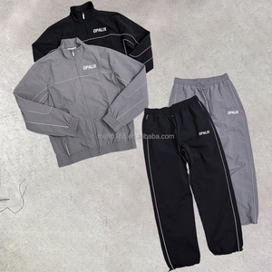 Custom 3m Reflective Stripe Windbreaker Jacket and Nylon <b>Pants</b> Set Jogger Suit Lightweight Windbreaker Tracksuit Manufacturer - Product Image 1