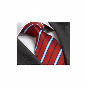 Corbata Jacquard de rayas rojas, blancas y azules - Product Image 2
